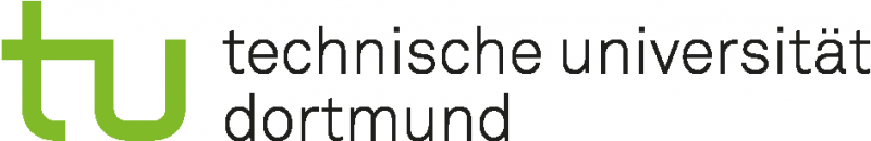 In grün die Buchstaben T und U neben einer Schrift in Schwarz "technische universität dortmund"